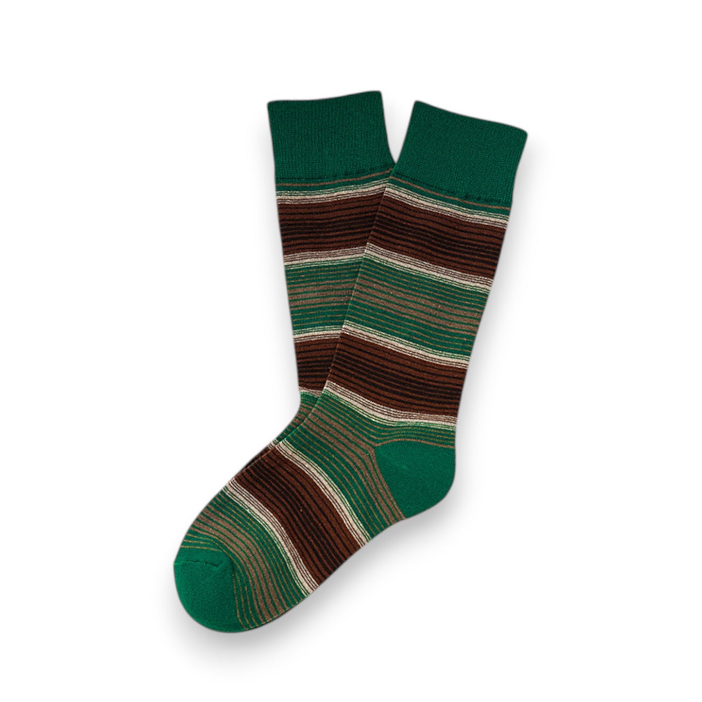 3 Pairs Cotton Crew Socks with Retro Colored Striped Patterns and Comfortable Classic