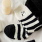 3-Pair Plush Home Socks Striped Panda Design Cozy Crew Style for Everyday Comfort