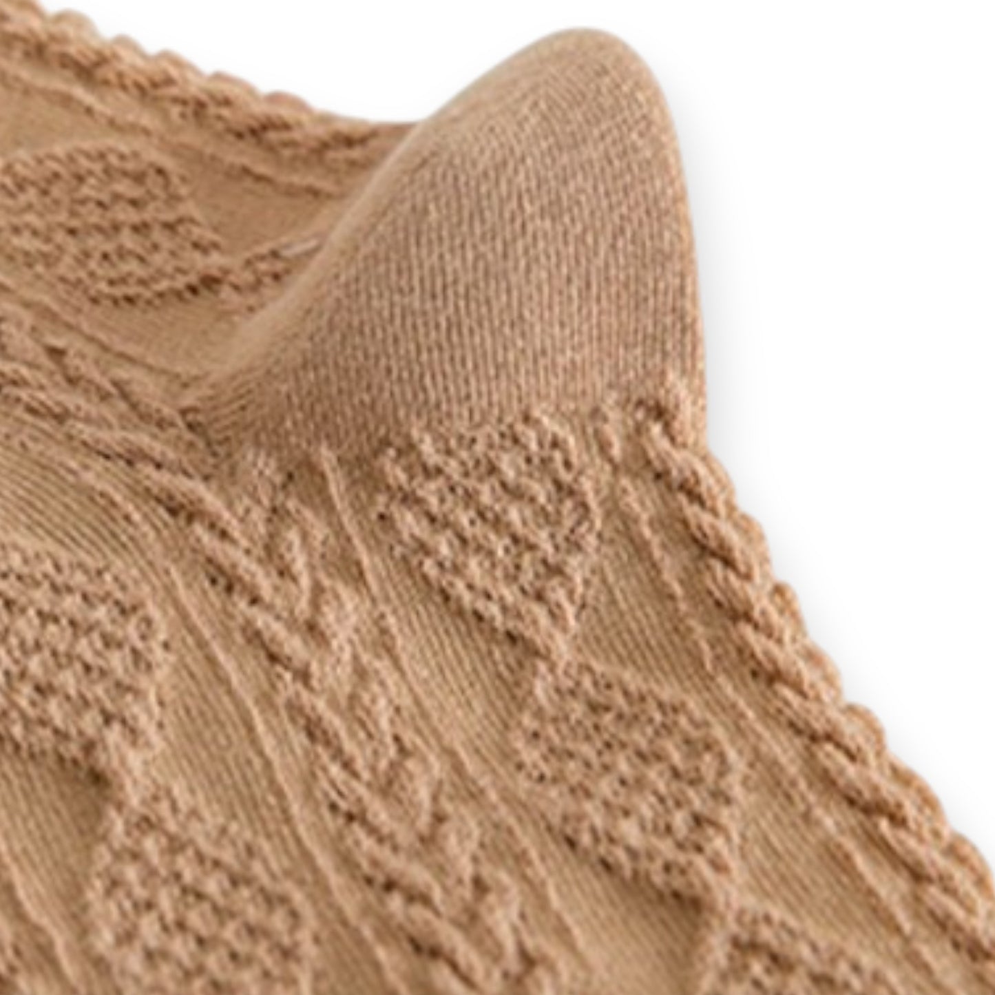 3 Pairs Textured Diamond Socks with Knitted Pattern and Scalloped Trim