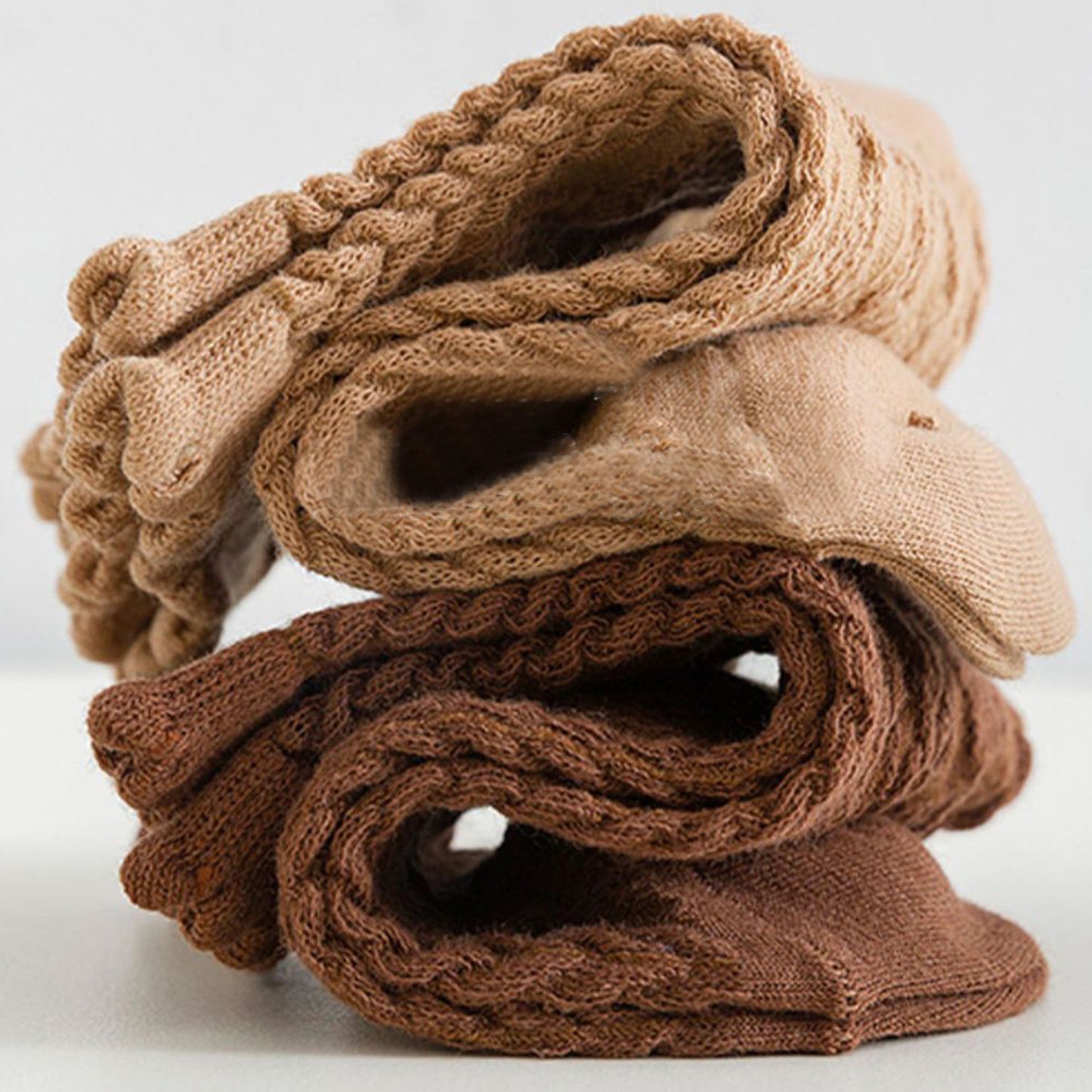 3 Pairs Textured Diamond Socks with Knitted Pattern and Scalloped Trim