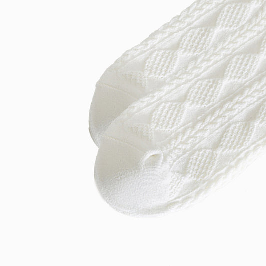 3 Pairs Textured Diamond Socks with Knitted Pattern and Scalloped Trim