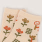 3-Pair Cotton Crew Socks Set with Checkered and Flower Textured Knit Patterns