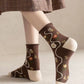 3-Pair Cotton Crew Socks Set with Checkered and Flower Textured Knit Patterns