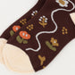 3-Pair Cotton Crew Socks Set with Checkered and Flower Textured Knit Patterns