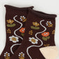 3-Pair Cotton Crew Socks Set with Checkered and Flower Textured Knit Patterns