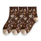 3-Pair Cotton Crew Socks Set with Checkered and Flower Textured Knit Patterns