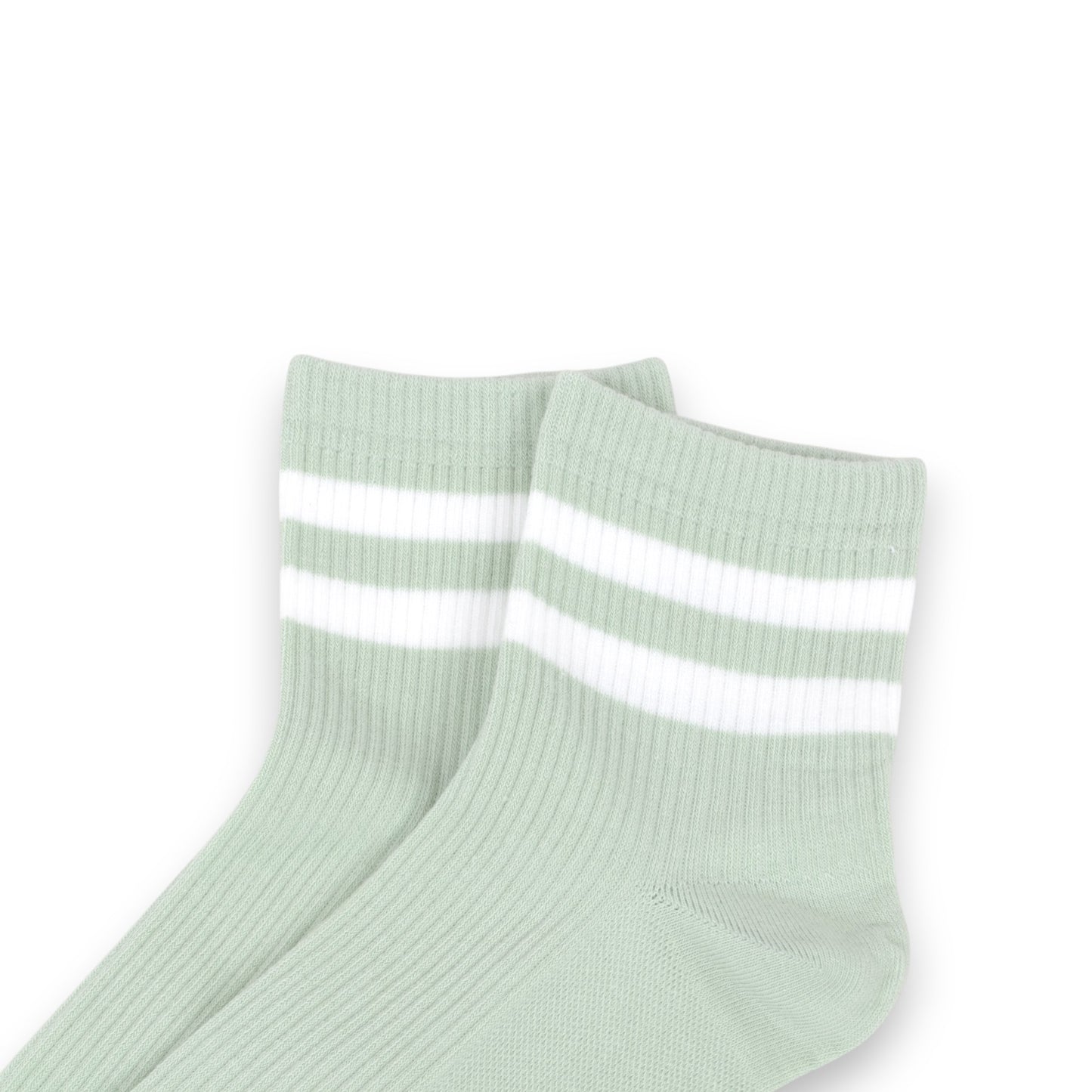 3-Pair Antibacterial and Breathable Ribbed Ankle Socks with Double Stripe Cuffs