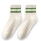 3-Pair Antibacterial and Breathable Ribbed Ankle Socks with Double Stripe Cuffs