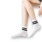 3-Pair Antibacterial and Breathable Ribbed Ankle Socks with Double Stripe Cuffs