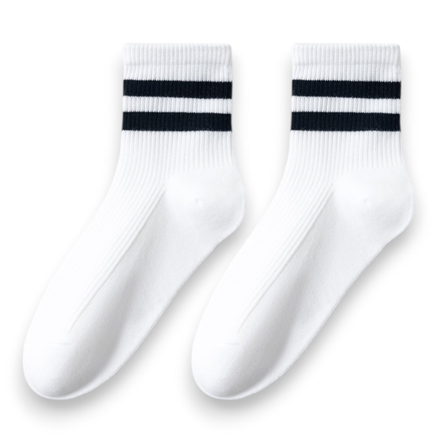 3-Pair Antibacterial and Breathable Ribbed Ankle Socks with Double Stripe Cuffs