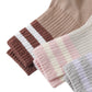 3-Pack Mid Crew Cotton Socks with Striped Cuffs Ribbed Knit Casual and Easy Matching