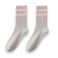 3-Pack Mid Crew Cotton Socks with Striped Cuffs Ribbed Knit Casual and Easy Matching