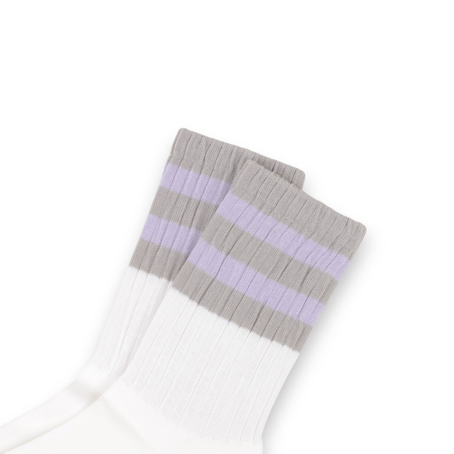 3-Pack Mid Crew Cotton Socks with Striped Cuffs Ribbed Knit Casual and Easy Matching