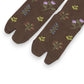 3 Pairs Floral Patterned Split-Toe Socks Soft Cotton Stretch Knit Crew Style