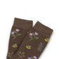 3 Pairs Floral Patterned Split-Toe Socks Soft Cotton Stretch Knit Crew Style