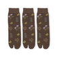 3 Pairs Floral Patterned Split-Toe Socks Soft Cotton Stretch Knit Crew Style