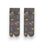 3 Pairs Floral Patterned Split-Toe Socks Soft Cotton Stretch Knit Crew Style