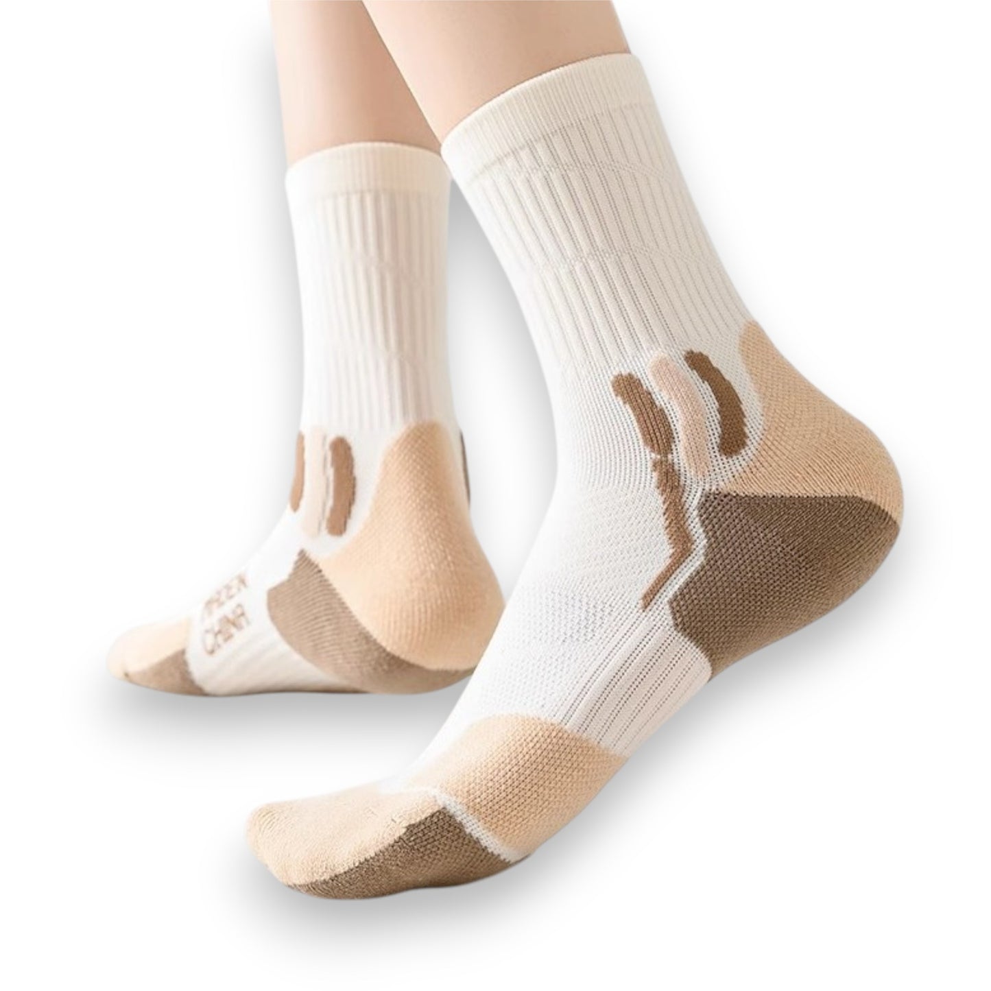 3 Pair Pack Sports Crew Socks with Color Block Toes Cushioned Soles and Ribbed Knit Design