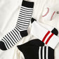 3 Pack Crew Socks Set Ribbed Knit Athletic Stripe and Classic Pattern Casual Everyday Wear