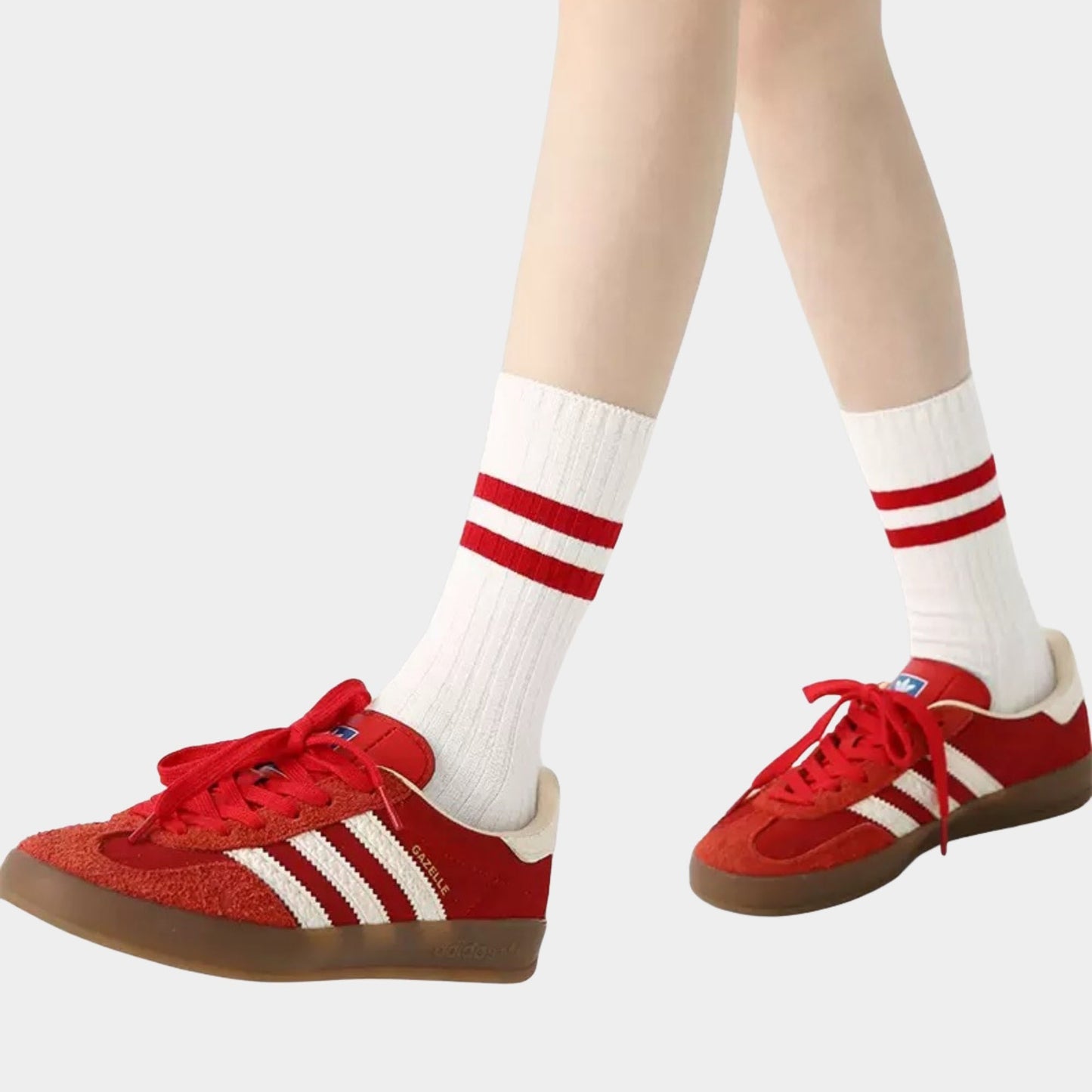 3 Pack Crew Socks Set Ribbed Knit Athletic Stripe and Classic Pattern Casual Everyday Wear