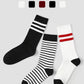 3 Pack Crew Socks Set Ribbed Knit Athletic Stripe and Classic Pattern Casual Everyday Wear