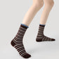 3 Pack Crew Socks Set Ribbed Knit Athletic Stripe and Classic Pattern Casual Everyday Wear