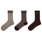 3 Pack Crew Socks Set Ribbed Knit Athletic Stripe and Classic Pattern Casual Everyday Wear