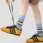 3 Pack Crew Socks Set Ribbed Knit Athletic Stripe and Classic Pattern Casual Everyday Wear