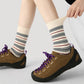 3 Pack Crew Socks Set Ribbed Knit Athletic Stripe and Classic Pattern Casual Everyday Wear