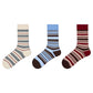 3 Pack Crew Socks Set Ribbed Knit Athletic Stripe and Classic Pattern Casual Everyday Wear