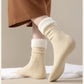3-Pair Plush Cuffed Crew Socks Soft Knit Ribbed Design Comfortable Everyday Wear