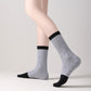 3 Pair Cable Knit Crew Socks with Contrast Color Block Design and Soft Stretch Comfort