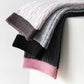 3 Pair Cable Knit Crew Socks with Contrast Color Block Design and Soft Stretch Comfort