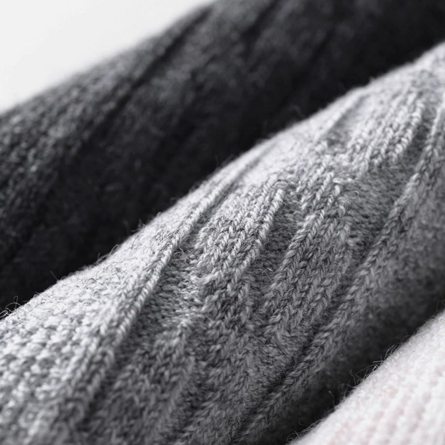 3 Pair Cable Knit Crew Socks with Contrast Color Block Design and Soft Stretch Comfort