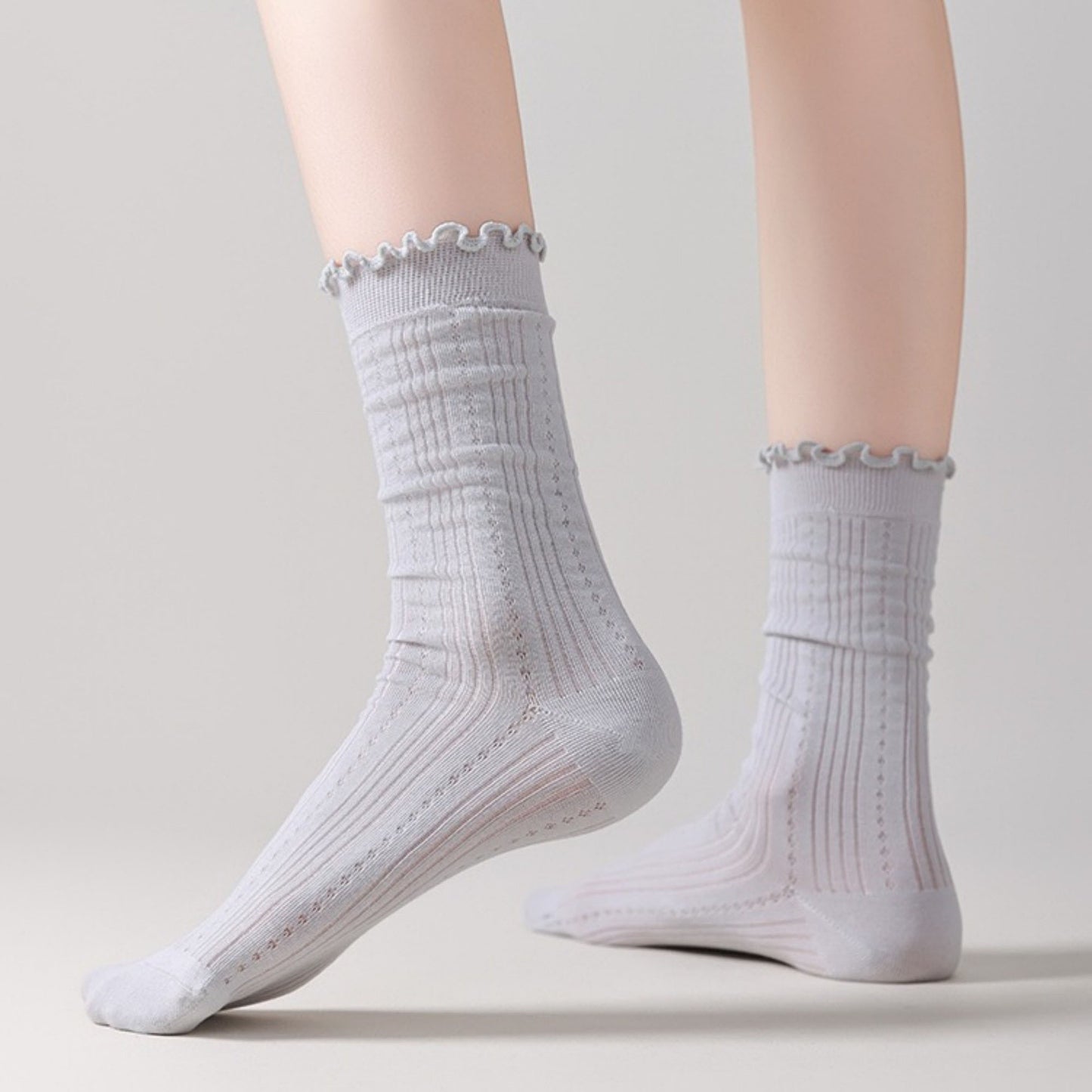 3 Pair Pack Quarter Socks with Knit Patterns Lace Trim and Bow Detail