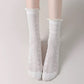 3 Pair Pack Quarter Socks with Knit Patterns Lace Trim and Bow Detail