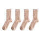 4 Pairs Cable Knit Quarter Socks Soft Stretch Fabric Cozy Everyday Wear