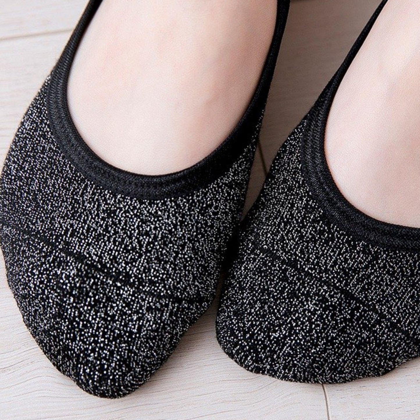 3-Pack Quarter Cut Ballet Grip Socks with Slightly Shiny Stretch Knit and Anti-Slip Sole