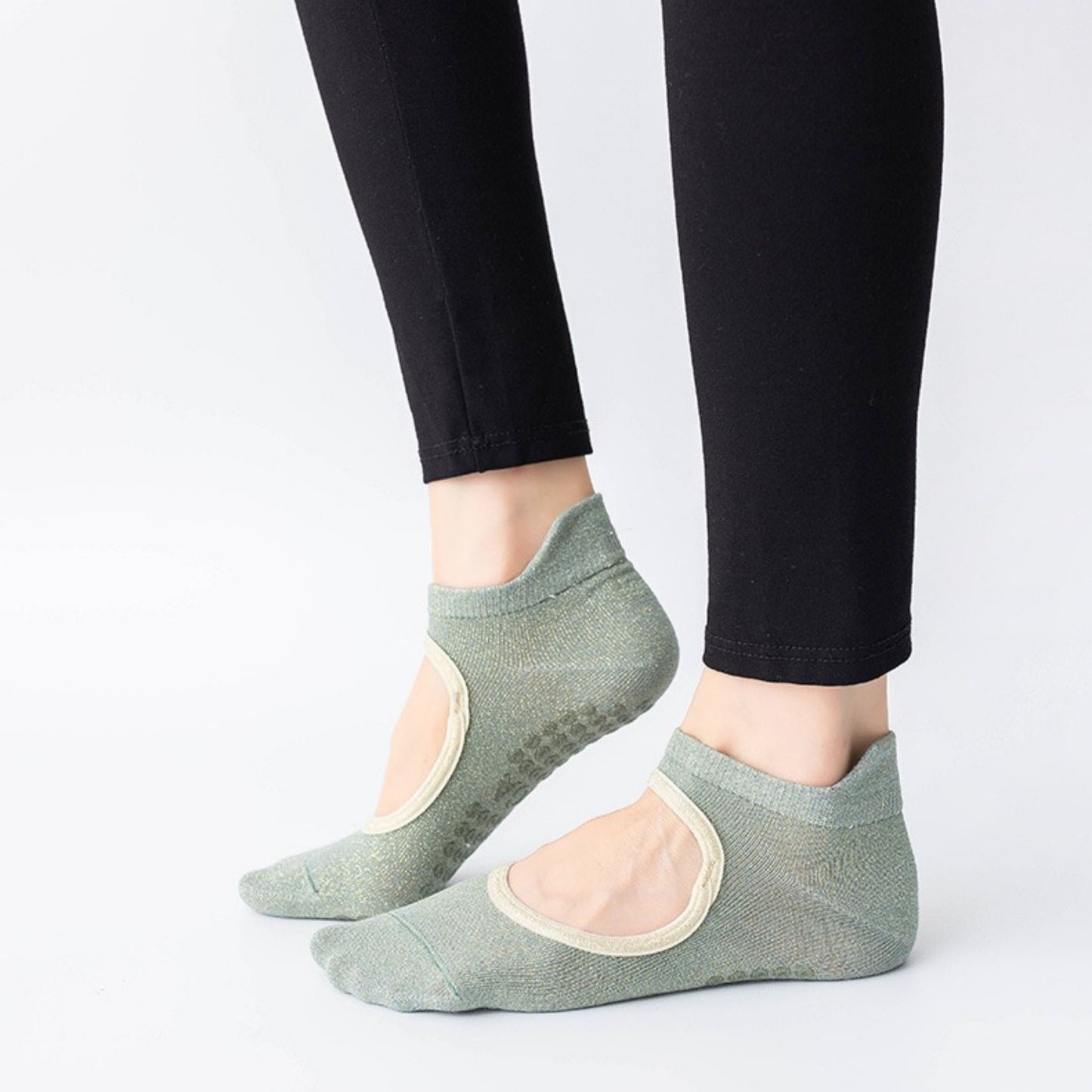 3-Pack Quarter Cut Ballet Grip Socks with Slightly Shiny Stretch Knit and Anti-Slip Sole