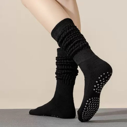 3-Pack Scrunch Grip Socks with Non-Slip Sole Soft Stretch Knit Fabric and Ribbed Ankle Design