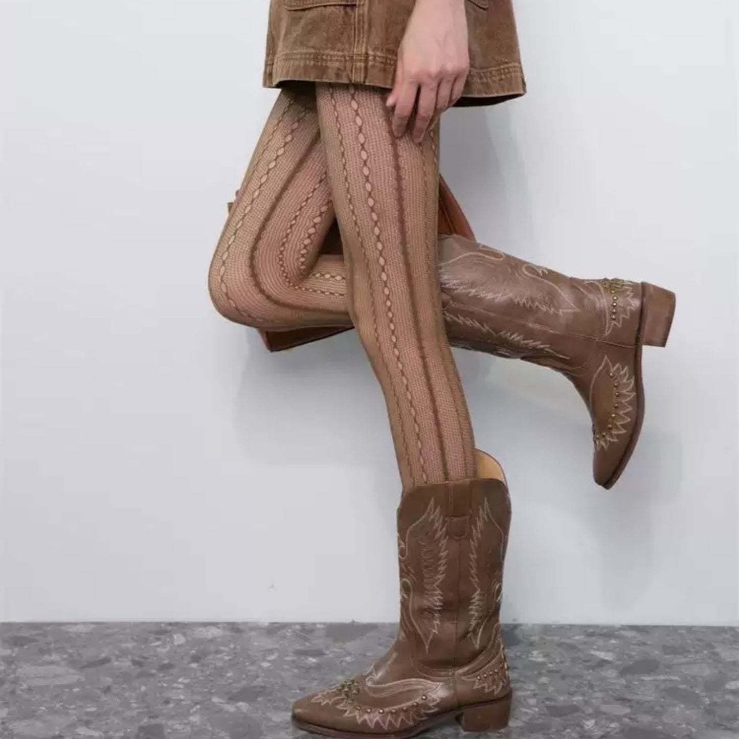 2-Pack Sheer Patterned Hosiery with Stretch Fishnet Design and Vertical Stripe Detailing