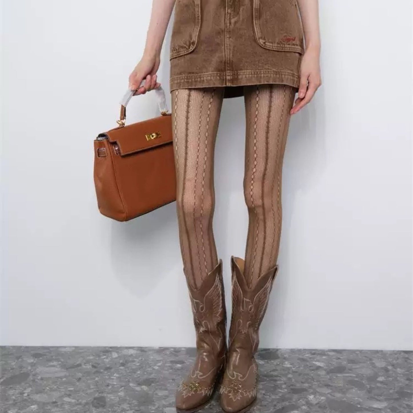 2-Pack Sheer Patterned Hosiery with Stretch Fishnet Design and Vertical Stripe Detailing