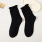 4 Pairs Knit Socks with Polka Dot Design Ruffle Edge Ribbed Cuffs Soft Stretch Fabric