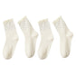 4 Pairs Knit Socks with Polka Dot Design Ruffle Edge Ribbed Cuffs Soft Stretch Fabric