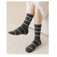 3 Pairs Knit Socks with Striped Pattern Heart Embroidery Ribbed Cuffs Soft Warm Fabric