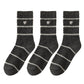 3 Pairs Knit Socks with Striped Pattern Heart Embroidery Ribbed Cuffs Soft Warm Fabric