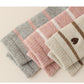 3 Pairs Knit Socks with Striped Pattern Heart Embroidery Ribbed Cuffs Soft Warm Fabric