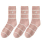 3 Pairs Knit Socks with Striped Pattern Heart Embroidery Ribbed Cuffs Soft Warm Fabric