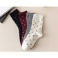 4 Pairs Knit Socks with Polka Dot Pattern Ribbed Cuffs Soft Stretch Fabric
