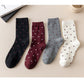 4 Pairs Knit Socks with Polka Dot Pattern Ribbed Cuffs Soft Stretch Fabric